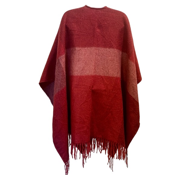 Woolrich Poncho Cape Women's One Size Burgandy Mid Sleeve 1:1:0:6:A-0011 - Picture 2 of 6